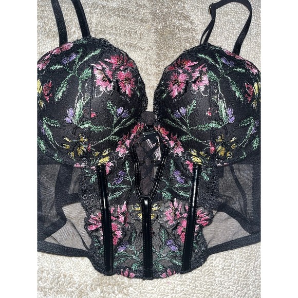 VICTORIA'S SECRET VERY SEXY FLORAL LACE EMBROIDERED PUSH UP CORSET BRA TOP - Picture 3 of 6